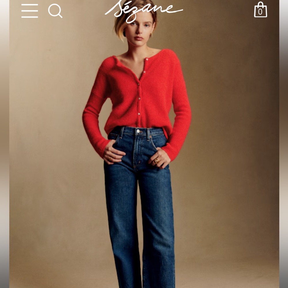 Women's Red Button-Up Sweater